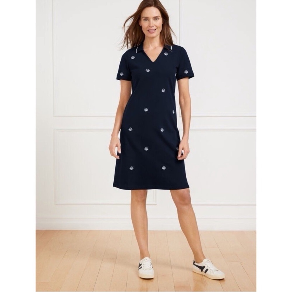 NWOT T By Talbots Pique Short Sleeve Polo Dress Seashells 1X Casual‎ Preppy